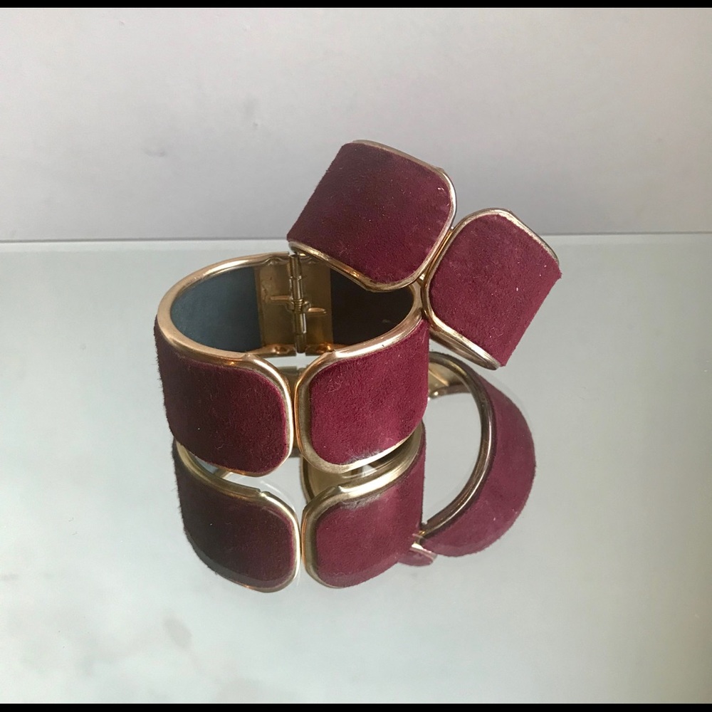 Set of vintage burgundy suede bracelets